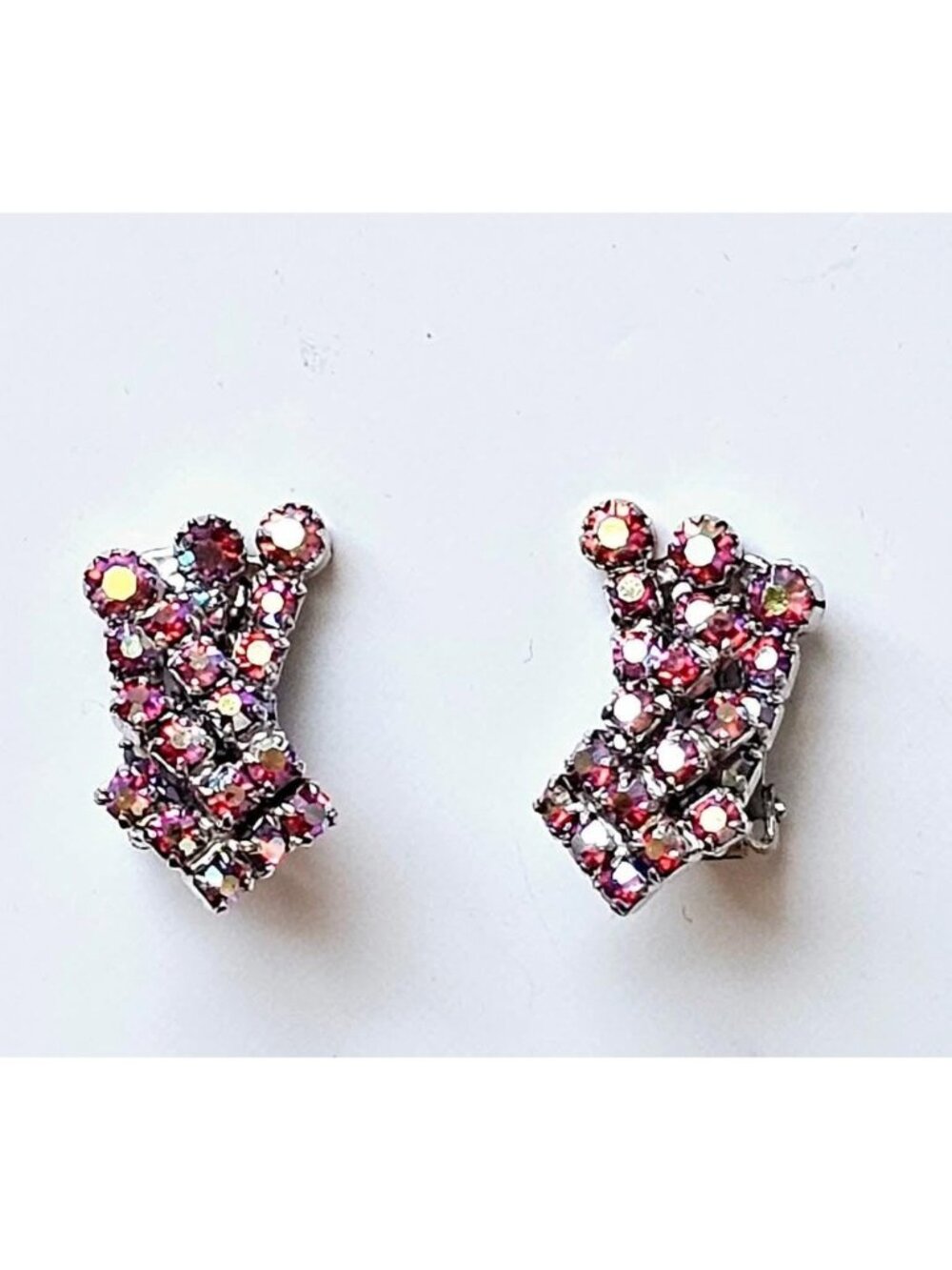 Vintage Pink AB Crystal Brooch and Clip On Earrings by Continental Jewellery - Picture 8 of 10